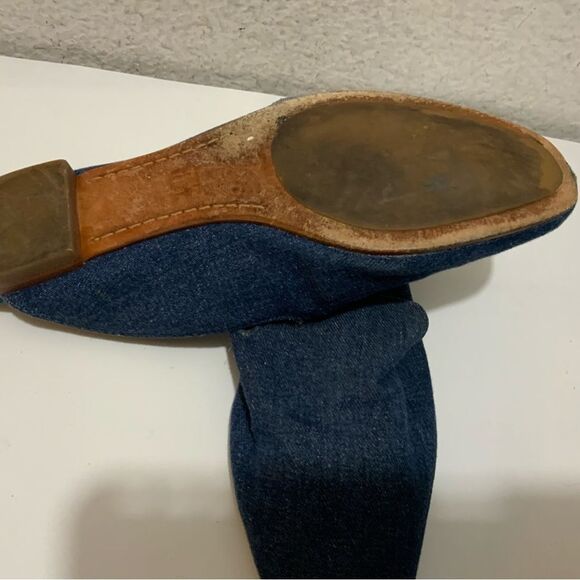 FRYE Gwen Denim Flat Mule Indigo Size 6.5 M Padded Footbed Slide Round Toe - Picture 6 of 6